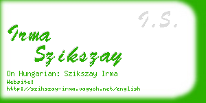 irma szikszay business card